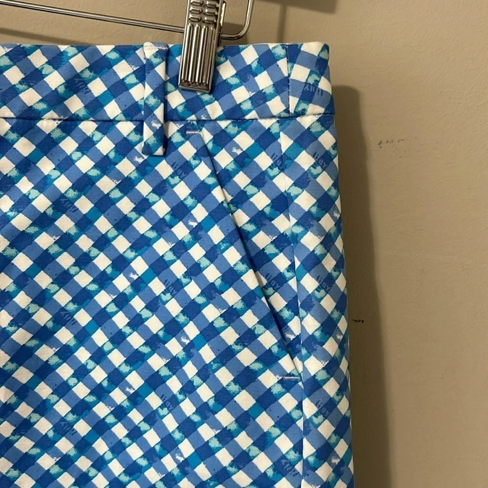 Lilly Pulitzer Gretchen High Rise Short Boca Blue Double Checking Sz 4 NEW